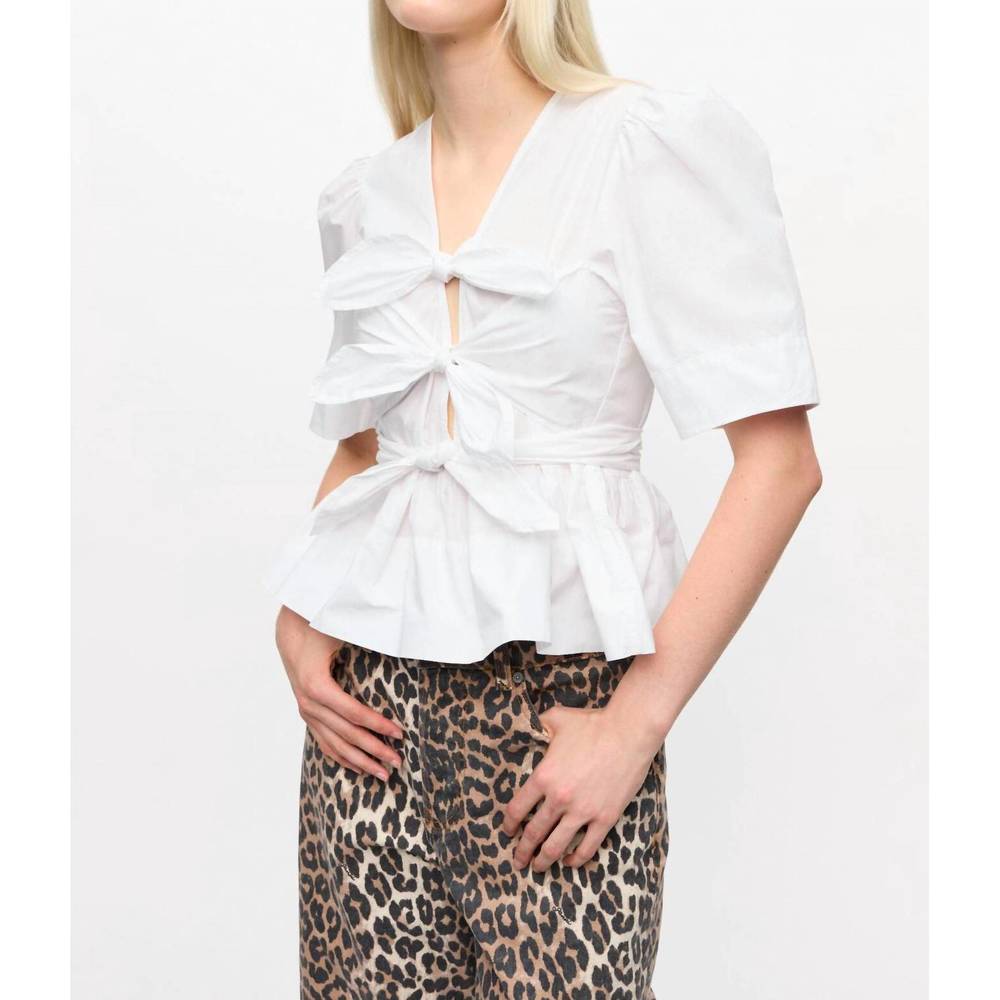 NEW GANNI tie strap blouse in bright white - Picture 8 of 8